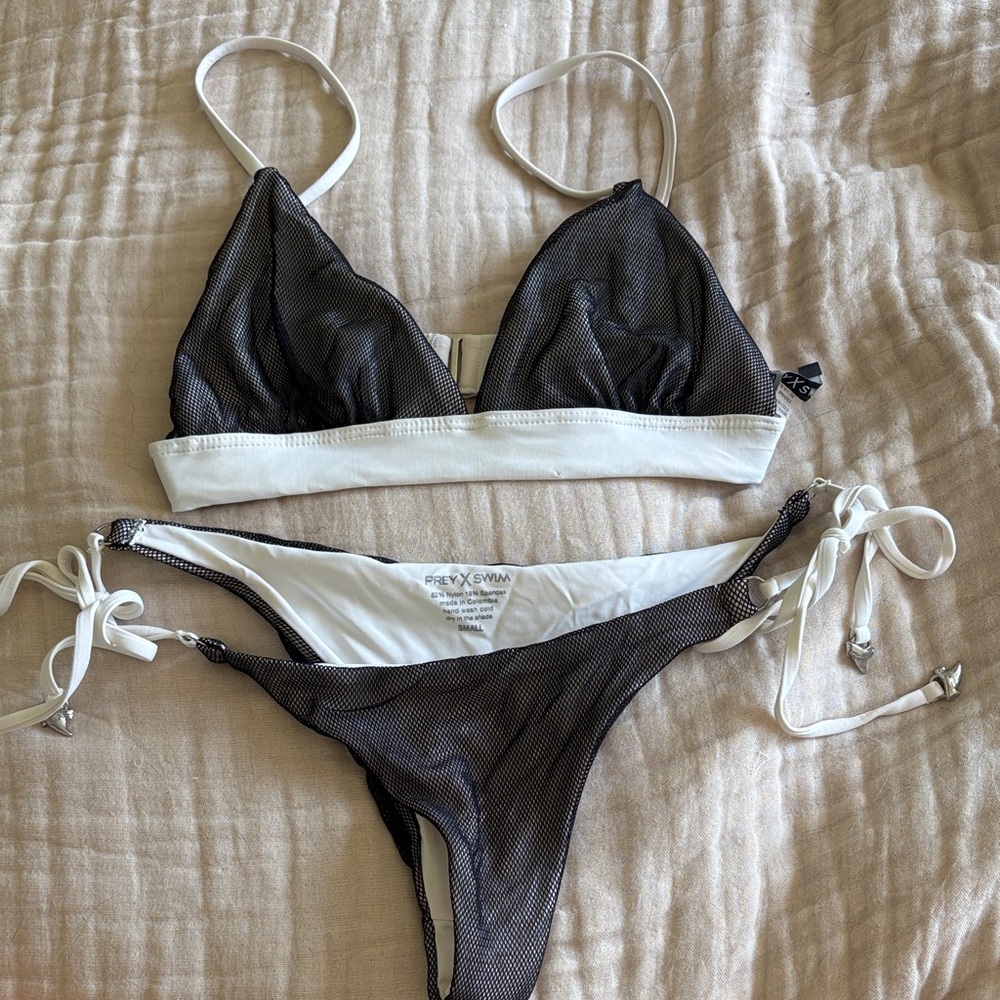 Black and White mesh Bikini Set